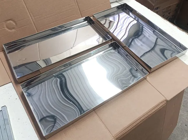 3x Bandejas de Inox 60x30x4cm Novas para Estufas Expositores Açougue Padaria