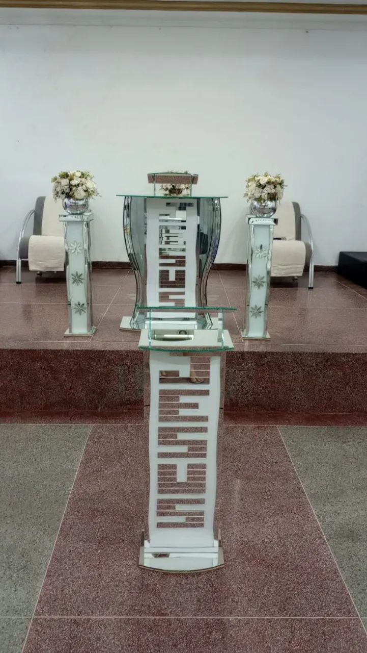 Lindos púlpitos de vidro decorado kit um púlpito e duas colunas 700 - Foto 2