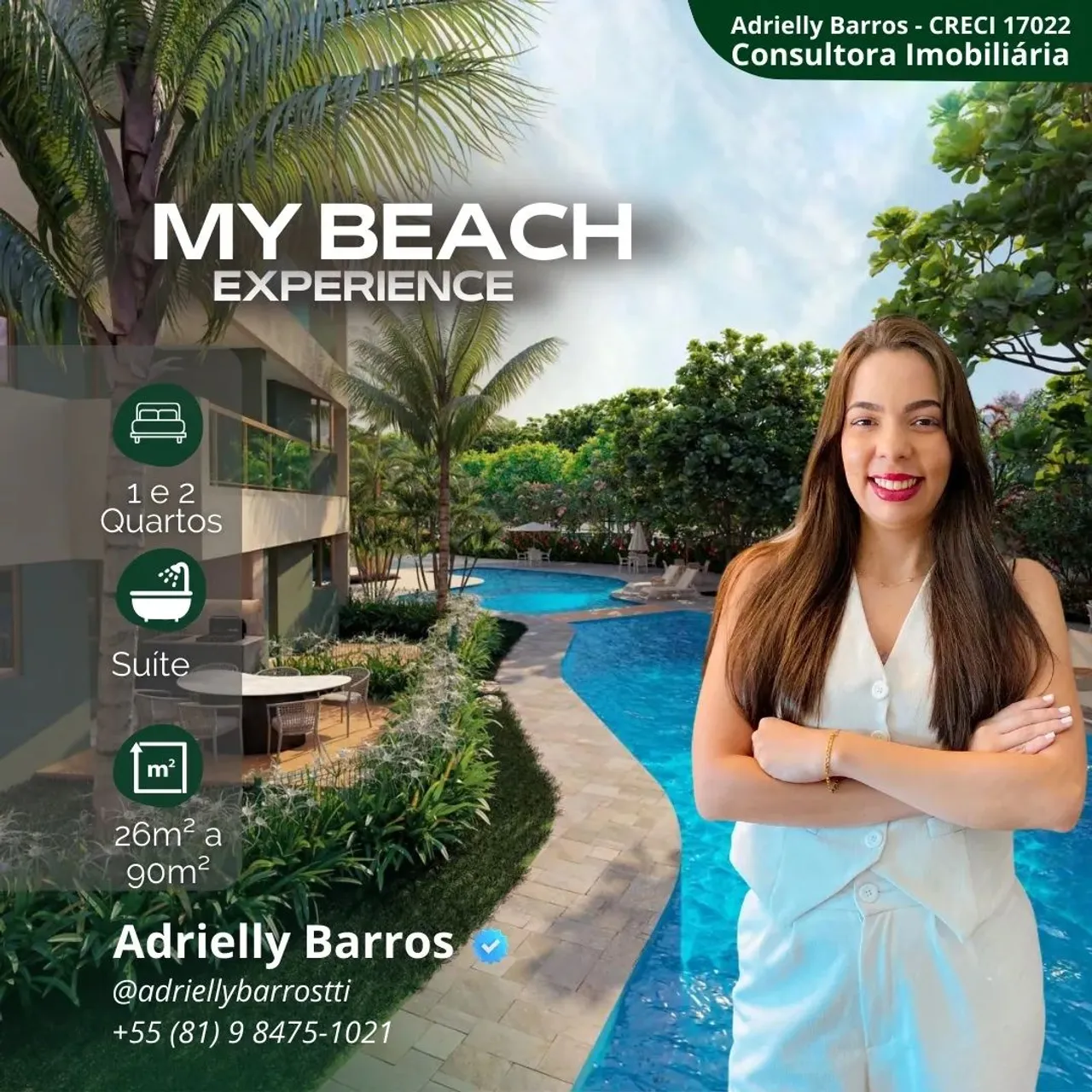 Flats studio frente piscina no My Beach Experience