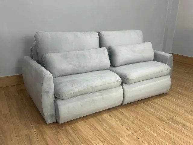 Sofá Retrátil e Cama Amaranto 2.30m Veludo Plush Prata - Sem Caixa - Foto 2