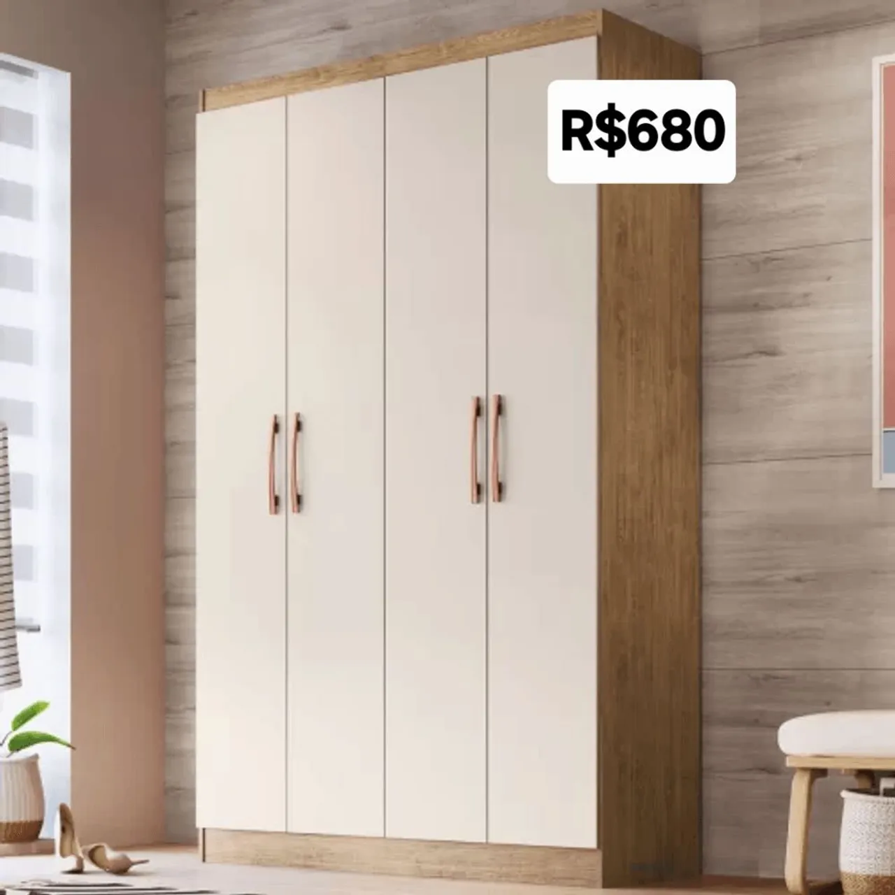 Guarda Roupa 4 Portas Moderno R$680