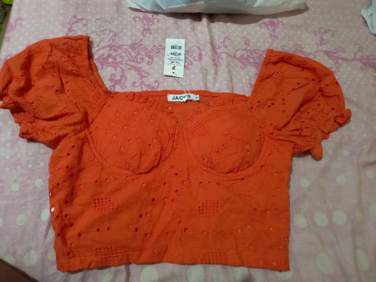 Blusa de renda azul feminina - Foto 2