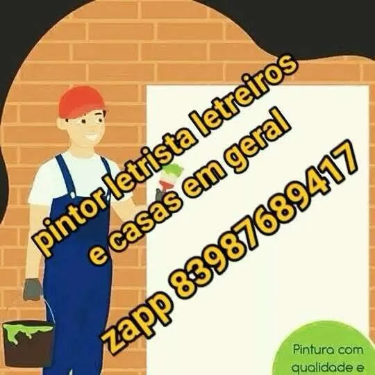 Pintor letrista e letreiro e casas em geral