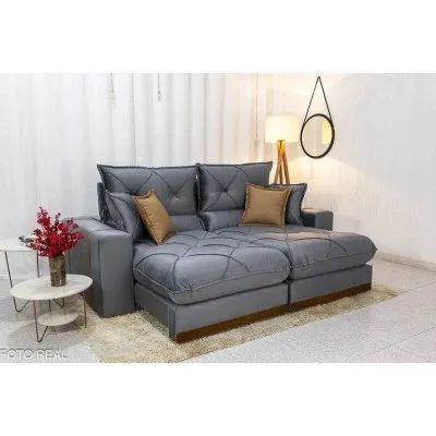 Sofá Retrátil Reclinável 2.50m Leme D33 e Molas Ensacadas rf87 - Foto 4