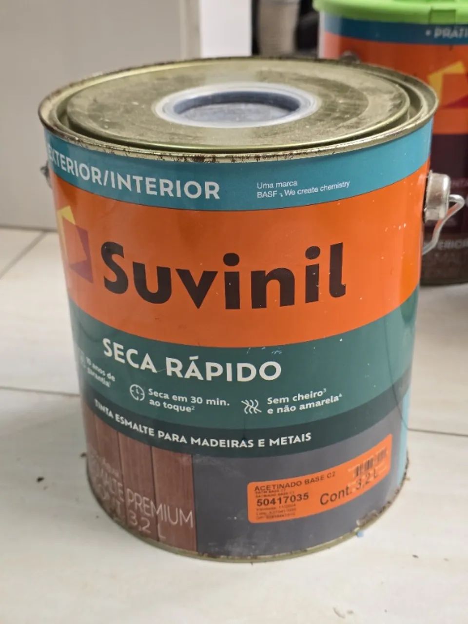 Tinta Esmalte Suvinil Base Água Seca Rápido :: Grafite Lapiseira Acetinado :: Galão 3,6L