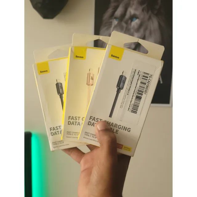 Cabo de carregamento rápido Baseus Crystal Type C para iPhone 20w 2m preto