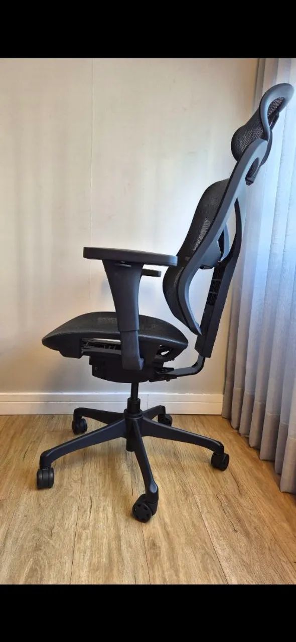 Cadeira escritório ergonômica braço 4D, assento regulagem de profundidade e apoio lombar - Foto 2