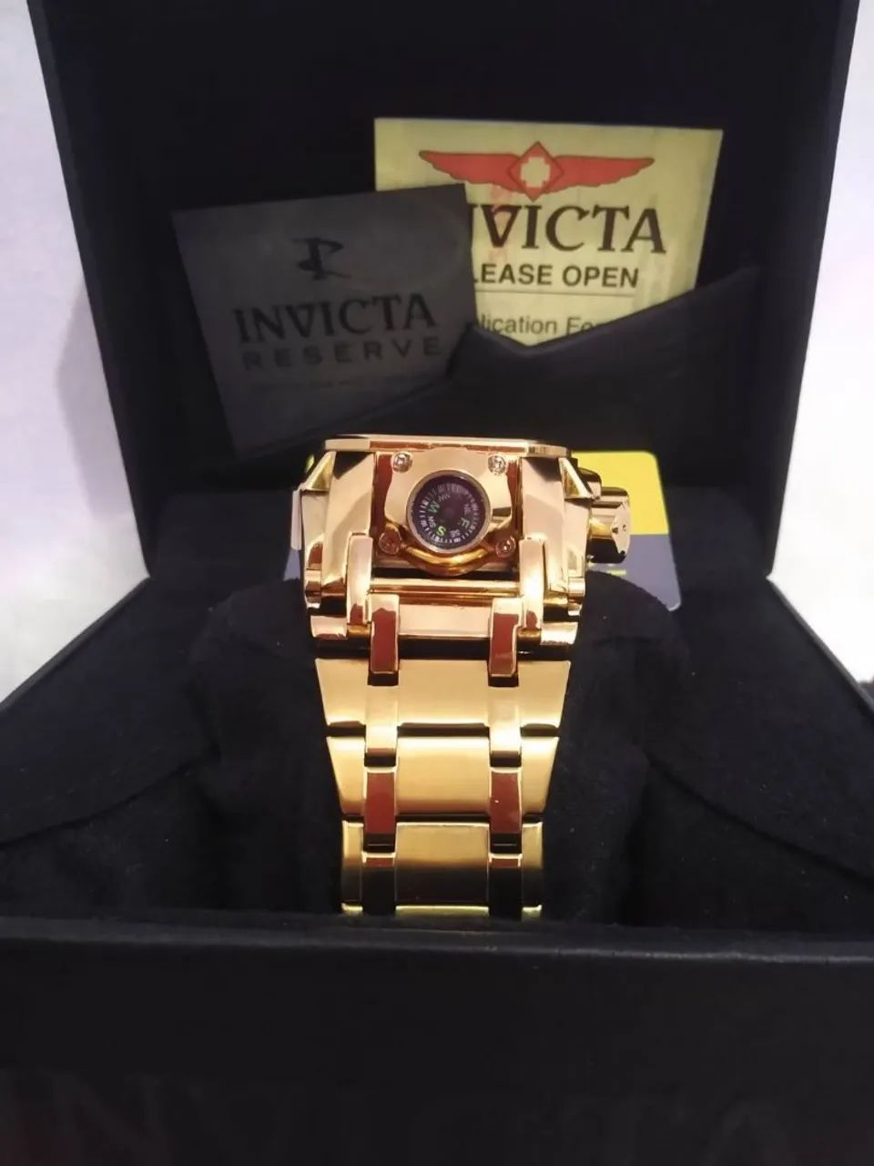 Relógio Invicta Reserve Masculino Dourado - Foto 2