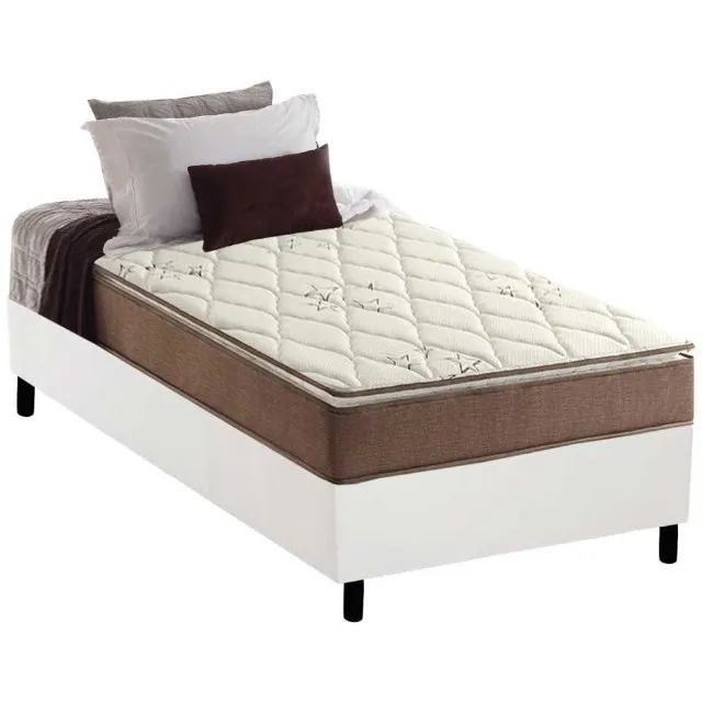 Colchão Solteiro Star Pillow In + Base Box Simples Corino- Produto Novo Entrega Rápida