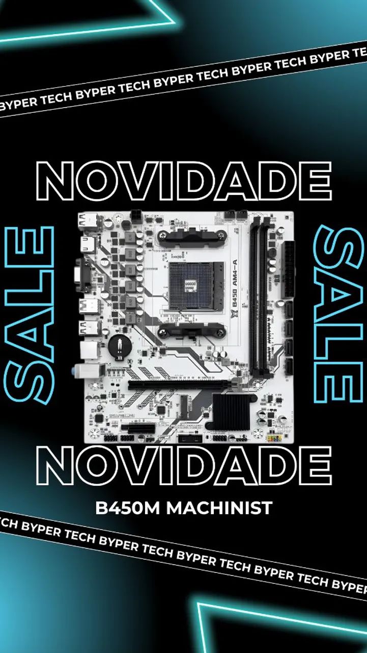 Placa mãe B450m Machinist, AM4, mATX, DDR4, Branca