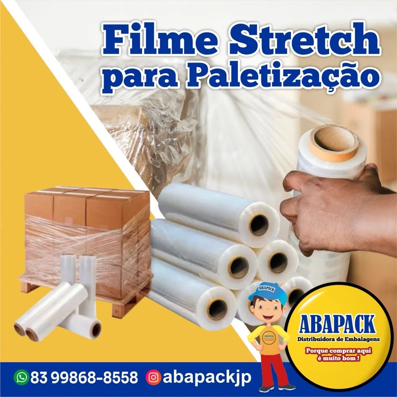 Filme Stretch/ Bobinas para sofá e cama/Plástico Bolha/ Fitilho/Sacola Boca de Palhaço.