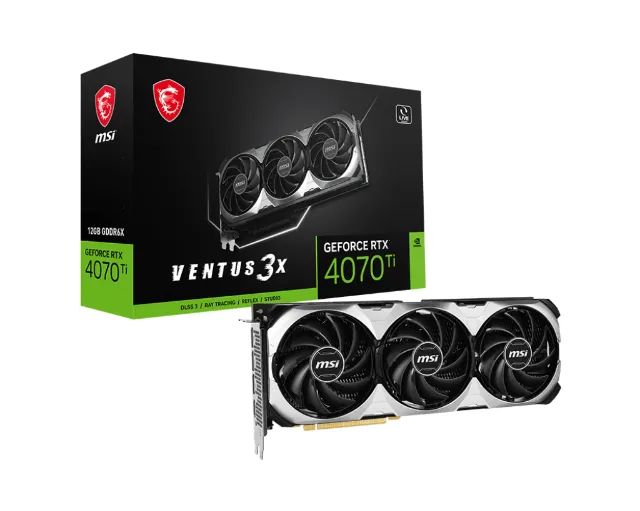 Placa de Vídeo MSI NVIDIA GeForce RTX 4070 Ti Ventus 3X OC, 12GB, DLSS 3.5 , Ray Tracing