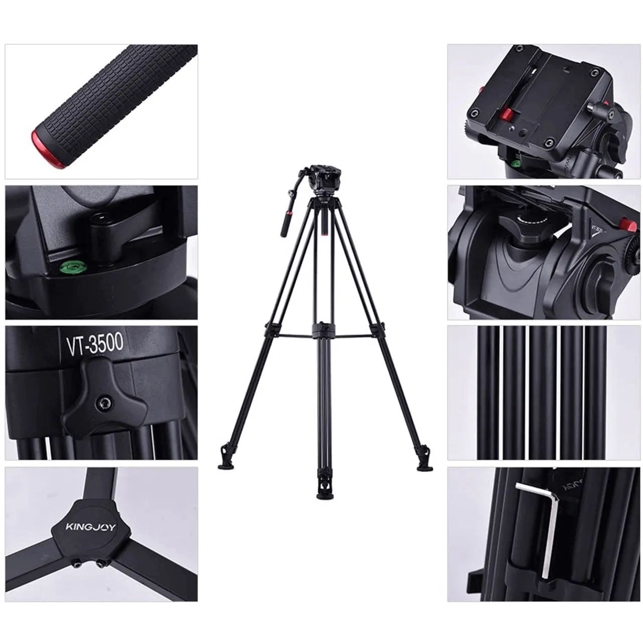 Tripé Profissional Kingjoy VT-3500 com Cabeça Hidráulica Fluida de 1.97m para 20kg - Foto 3