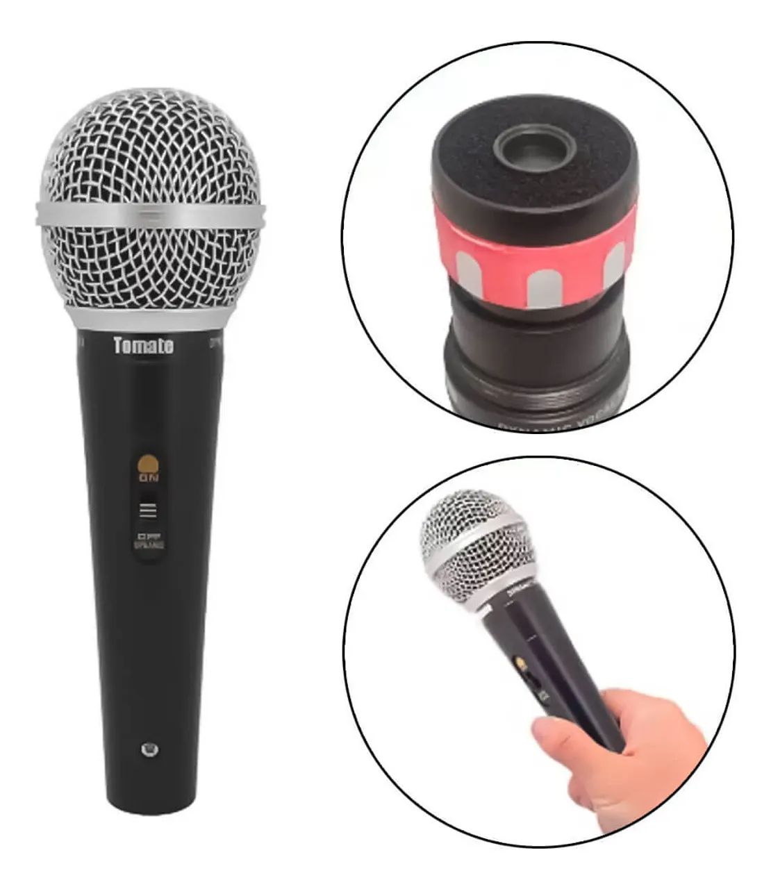 Microfone Dinâmico Tomate Mt-1012 Preto 5m com fio- novo - Foto 3