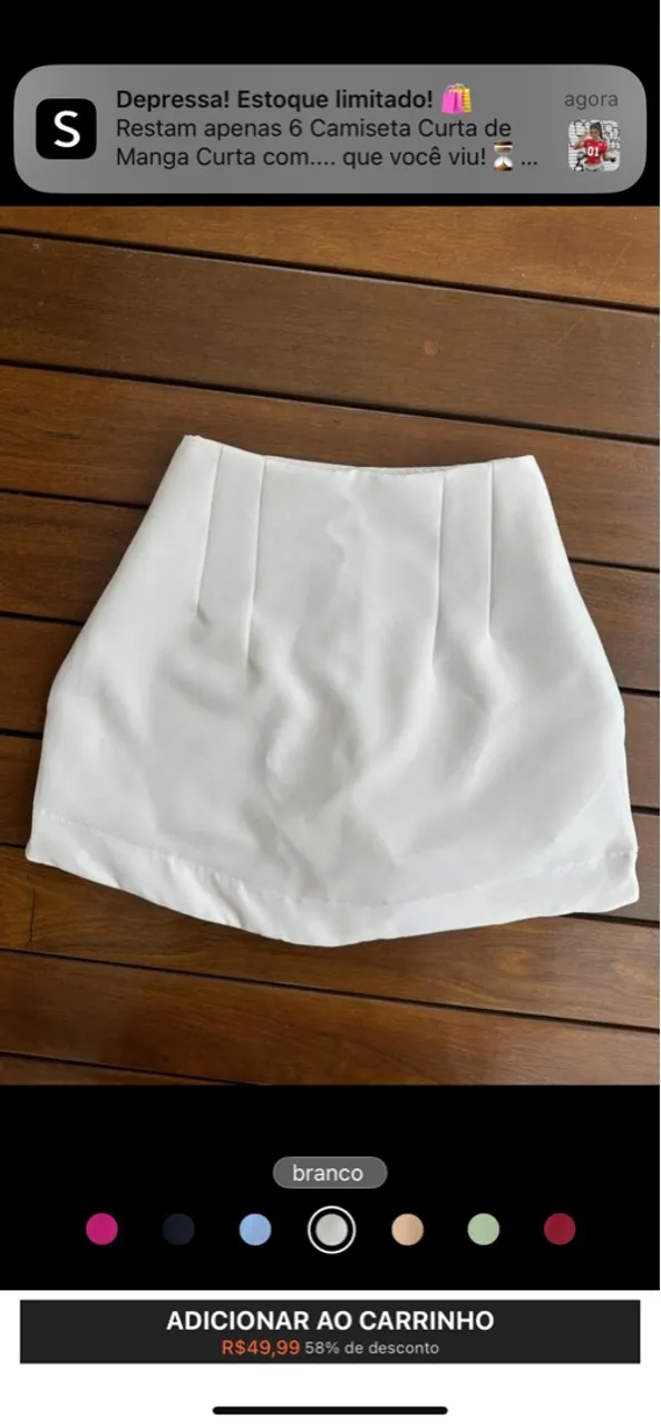 Short Saia Branca Elegante