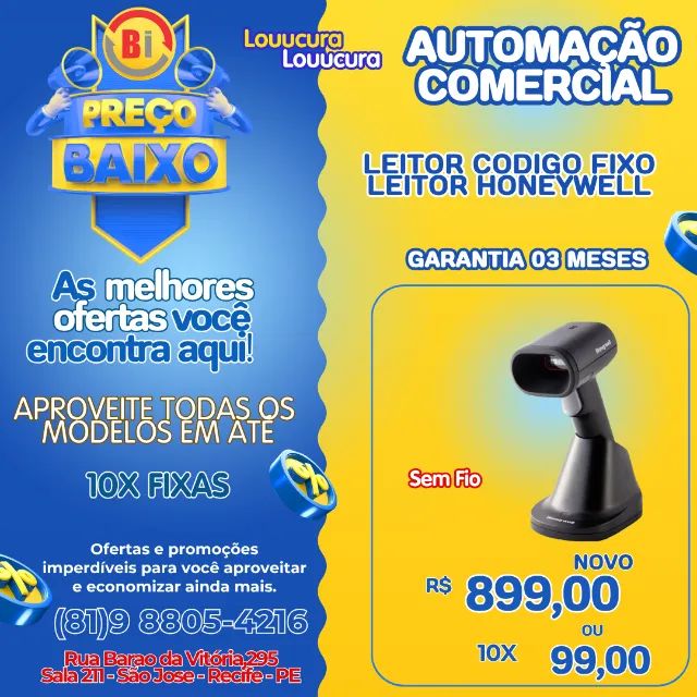 Leitor de Código de Barras Sem Fio Honeywell HH492 2D