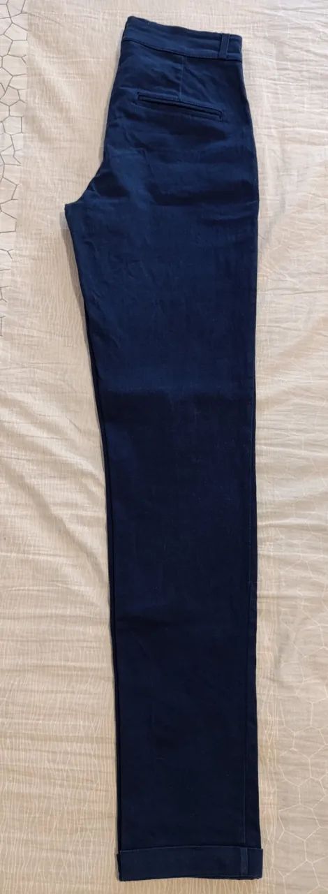 Calça de alfaiataria azul marinho (algodão e elastano) - Foto 3