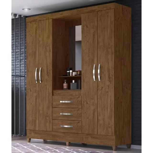 Guarda Roupa 4 Portas 3 Gavetas Espelho Novo Varios Modelos