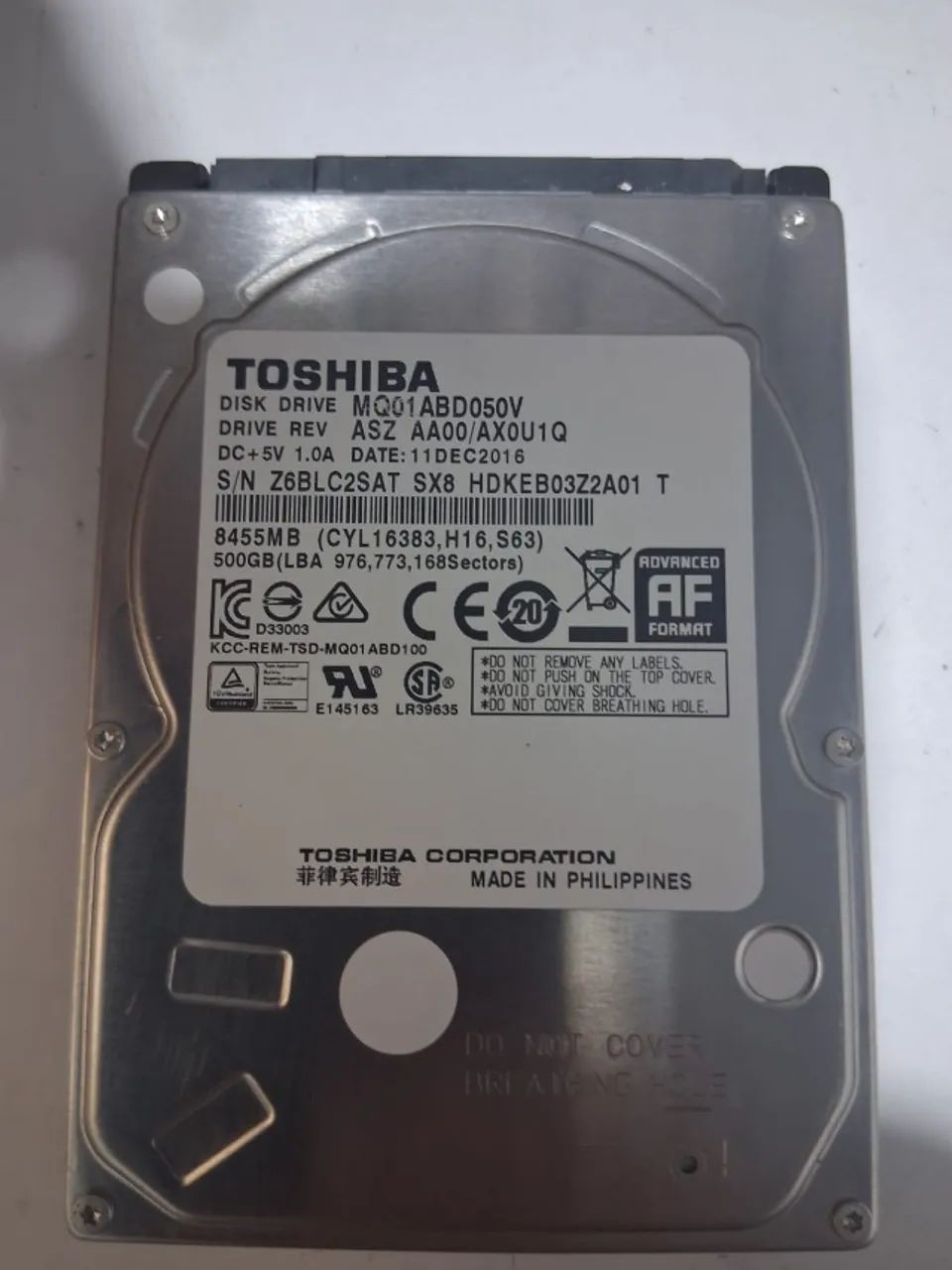 HD DE NOTEBOOK 500 GIGAS