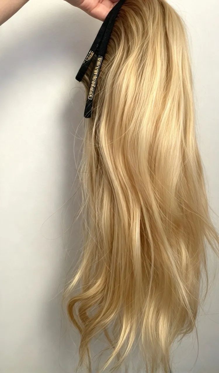 3 telas de cabelo humano loiro 55cm  - Foto 2