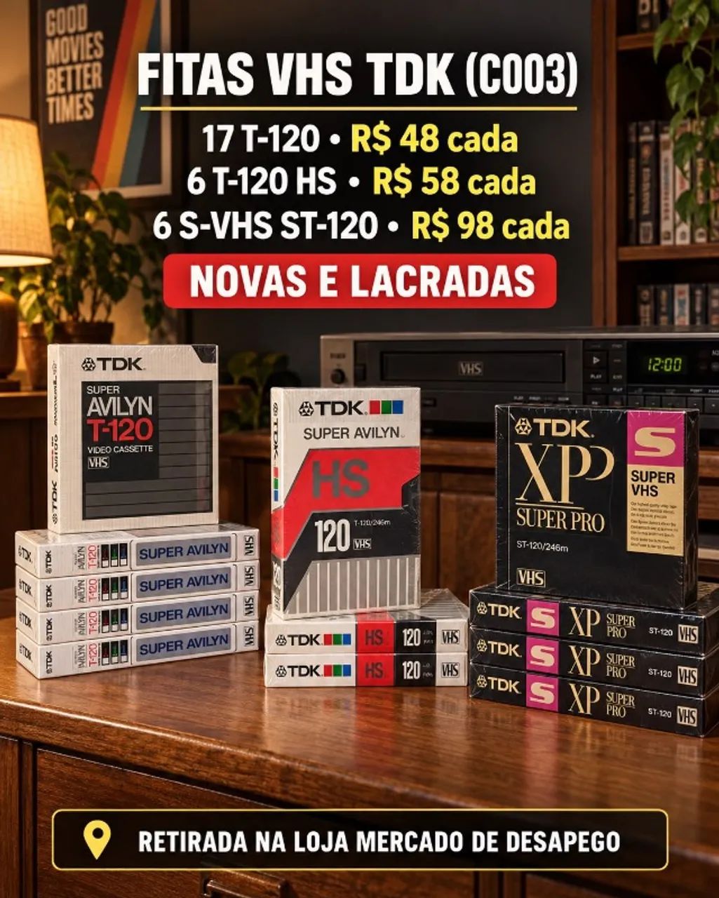 FITAS VHS TDK NOVAS E LACRADAS (C003)