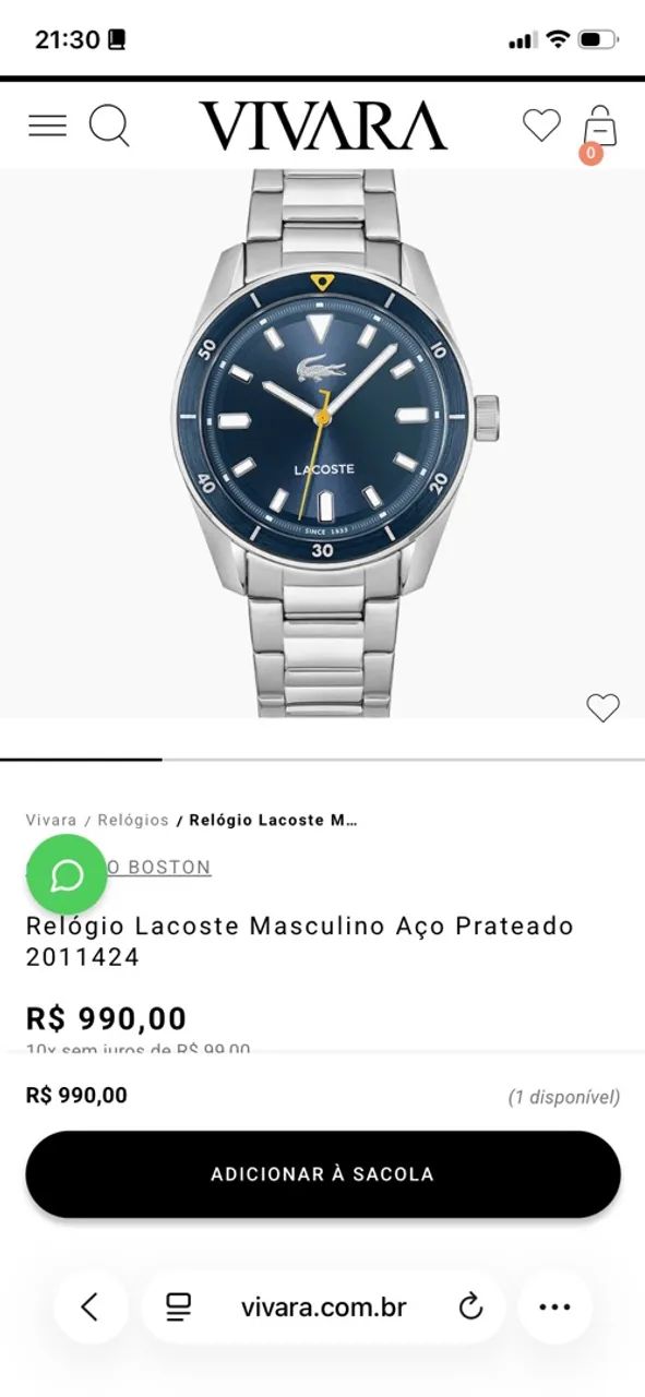 Relógio Lacoste  Prateado  - Foto 5
