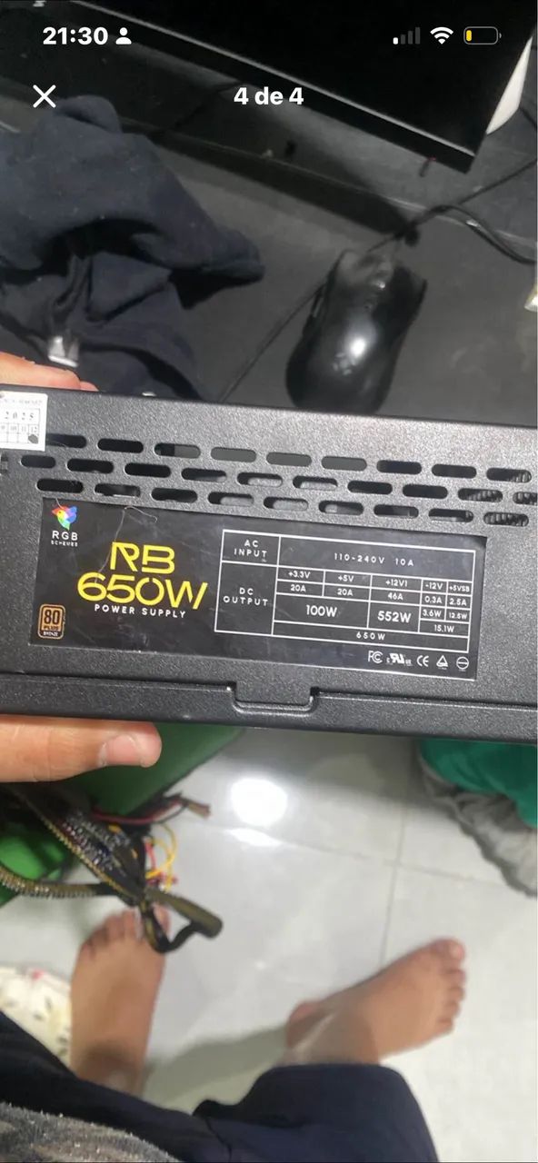 Vendo fonte RB650W 80 plus
