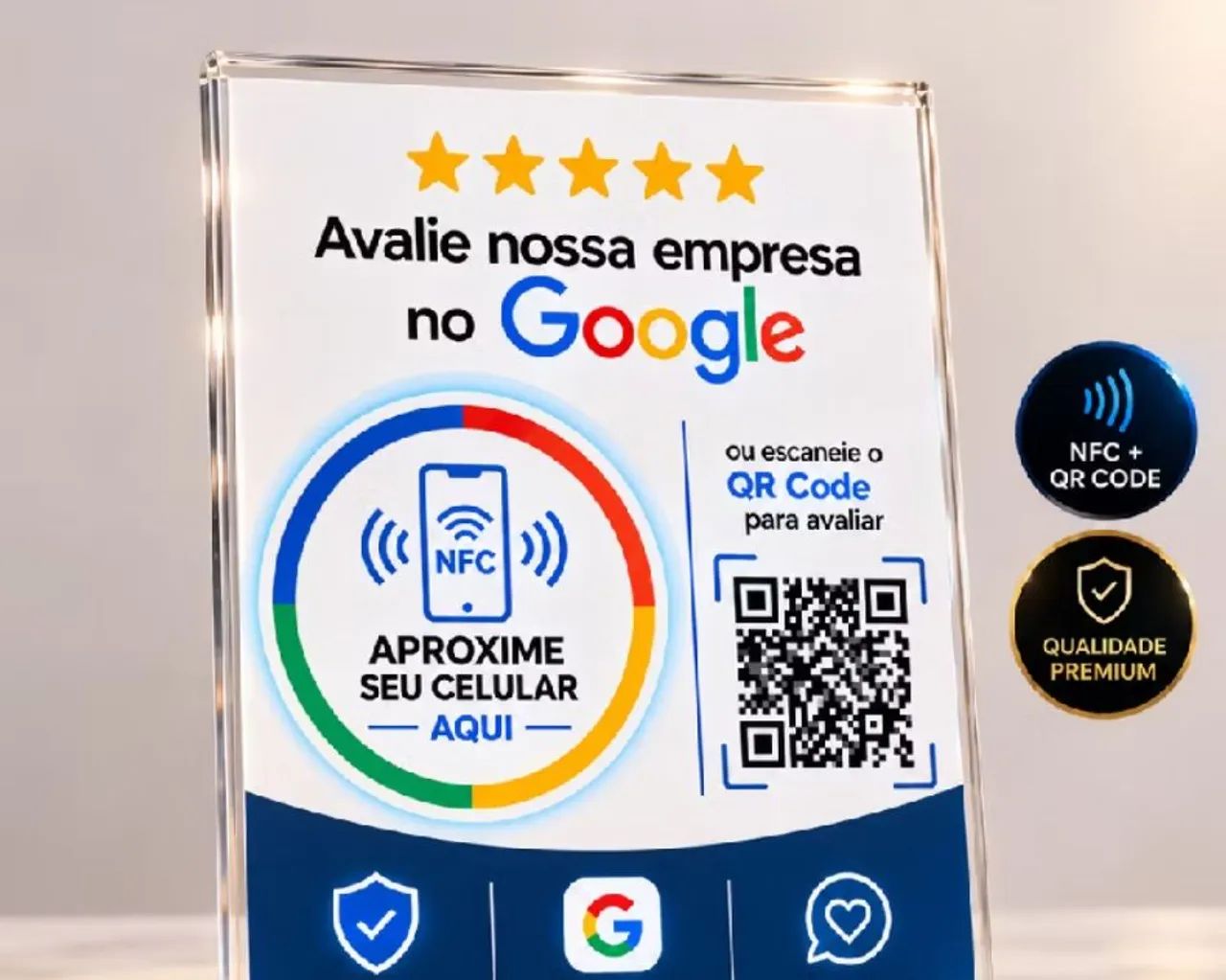 Placa  NFC para avaliação do gloog meu negócio 