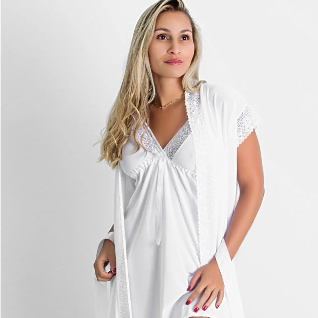Camisola Sensual Sem bojo Em Microfibra Renda Conforto - Foto 5