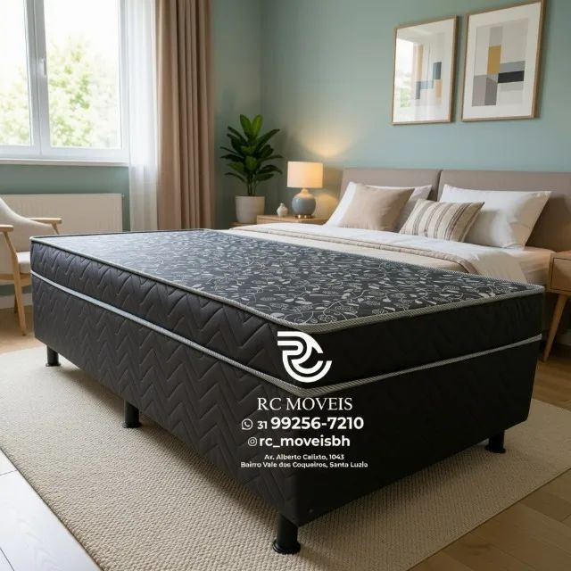 Cama Box Solteiro com Molas 88x1,88 Floral Avelã Luxo