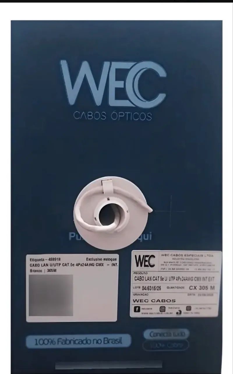 Cabo de rede cat 5e 100% cobre 