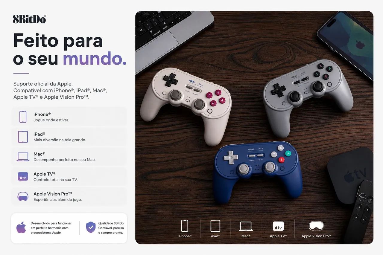 Controle 8BitDo Pro 3 Bluetooth Dock Nintendo Switch PC Steam - Foto 4