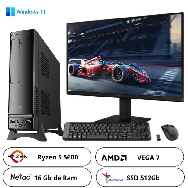 (LOJA FÍSICA) Pc Worksation Completo Slim Ryzen 5 5600Gt 16gb ddr4 Wifi  