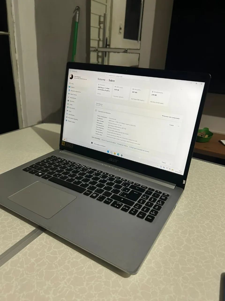 VENDO E TROCO NOTEBOOK ACER ASPIRE 5 RYZEN 7  - Foto 3