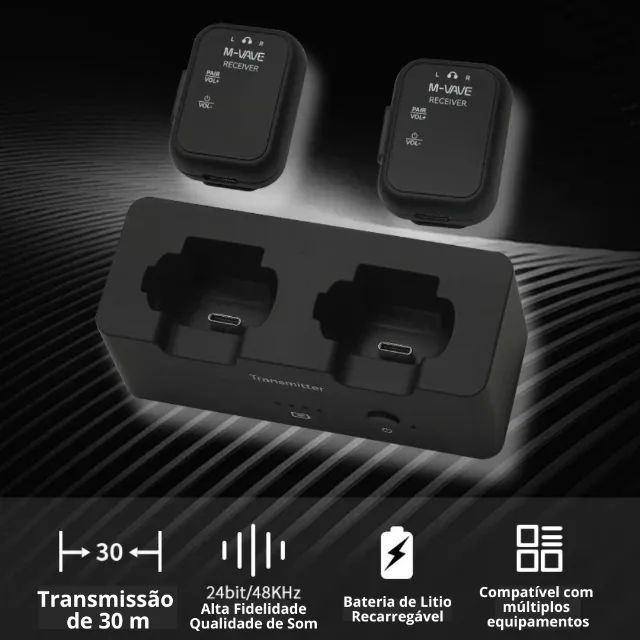 Sistema Monitor De Palco M-vave Sws12 In-ear Wp12 1tx - 2rx - Foto 5