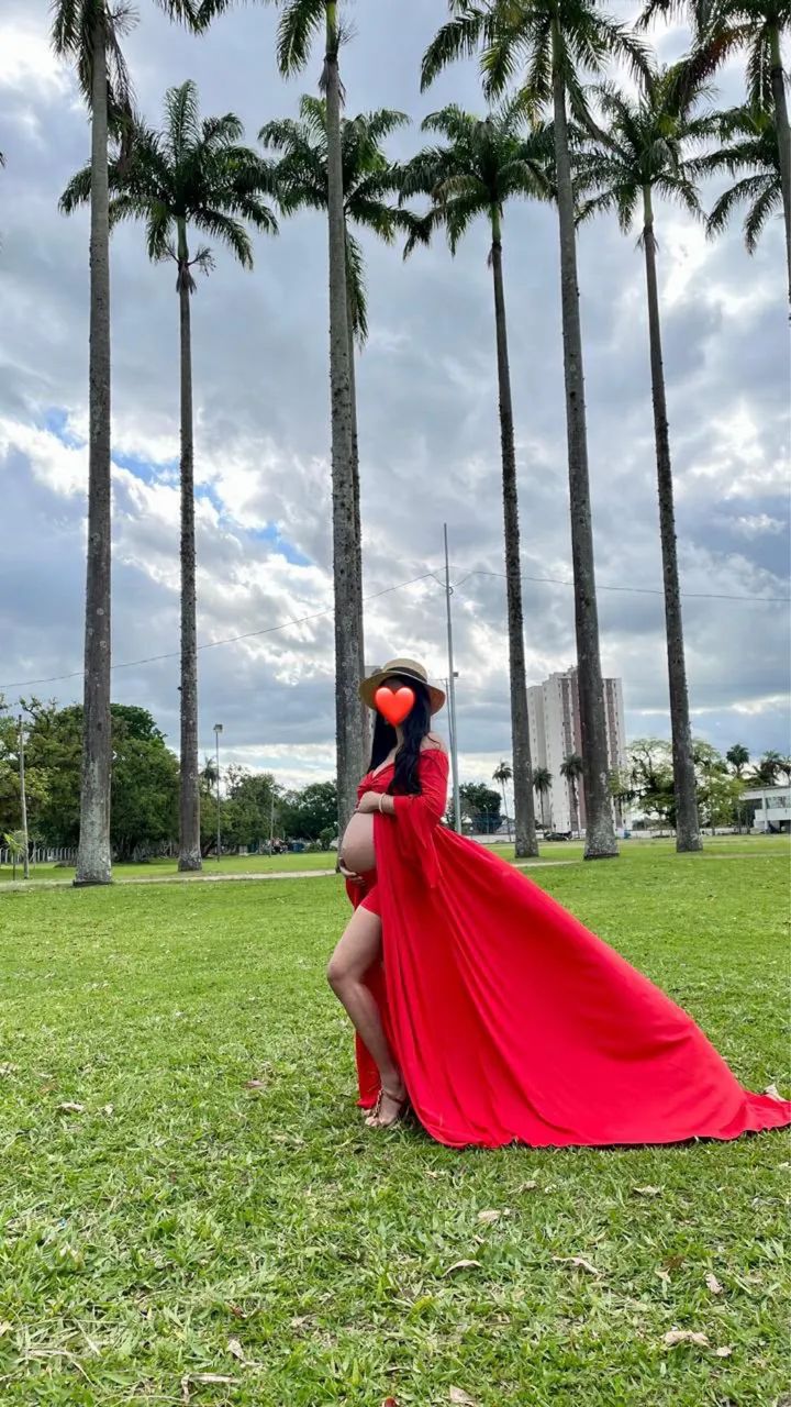Roupa vermelha ensaio gestante - Foto 2