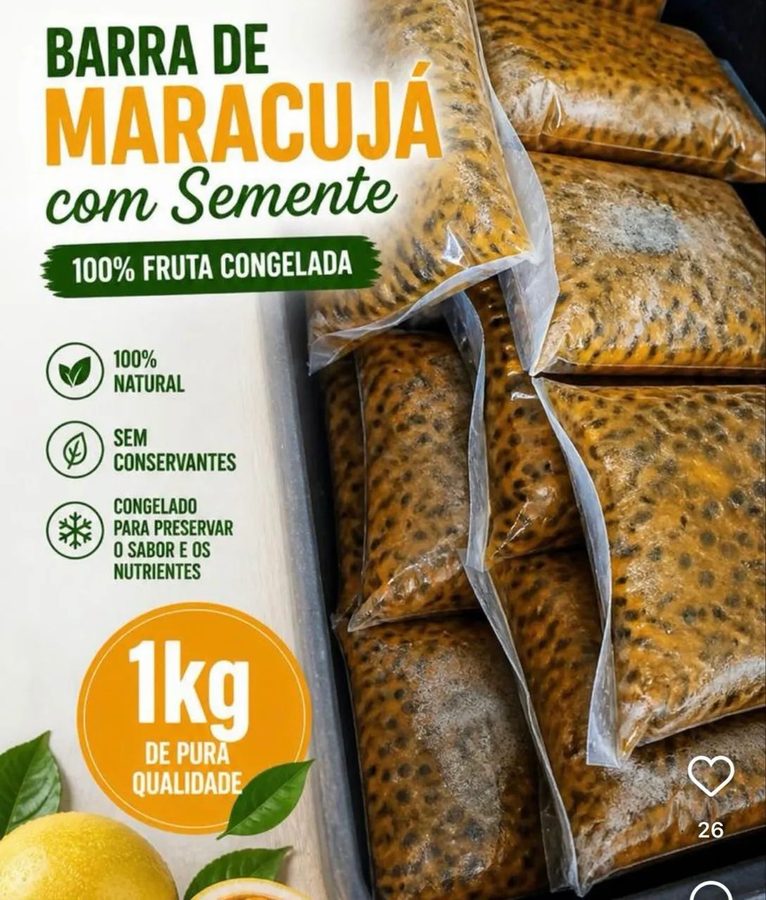 Venda de polpa de maracujá 1 Kg