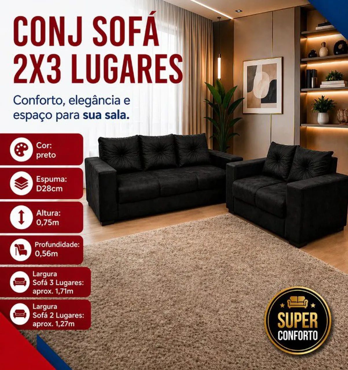 SOFÁ 2 E 3 LUGARES. - Foto 5