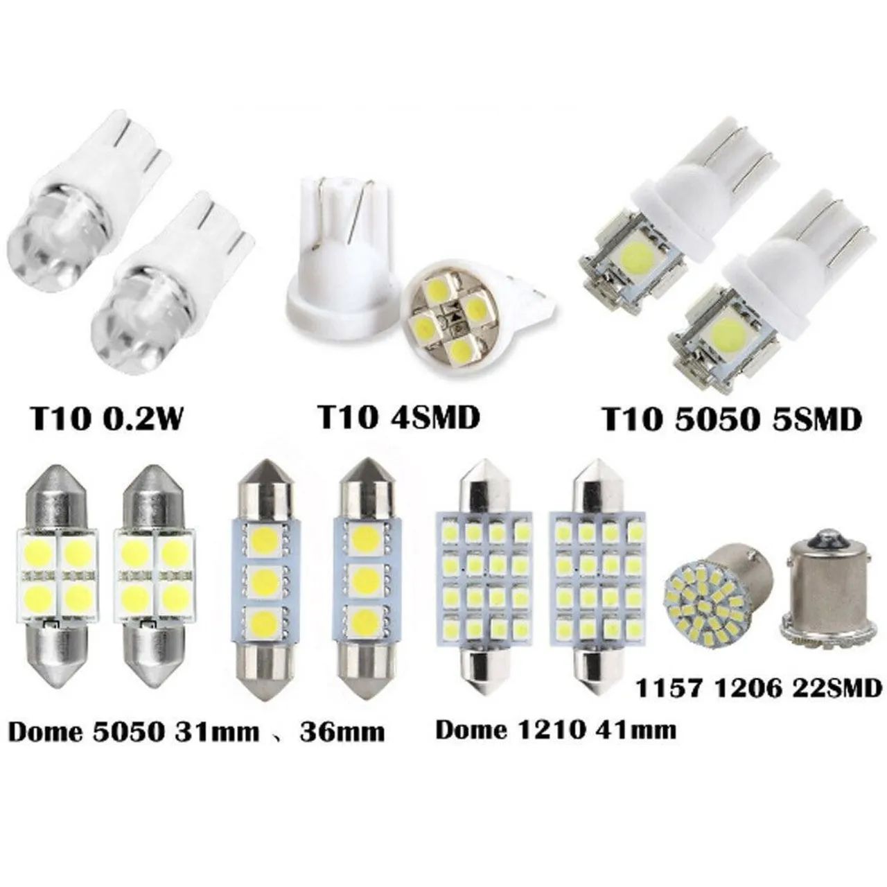 Kit 14 led luz branca variados para interna do veículo, placa, quebra sol, teto, teto - Foto 2