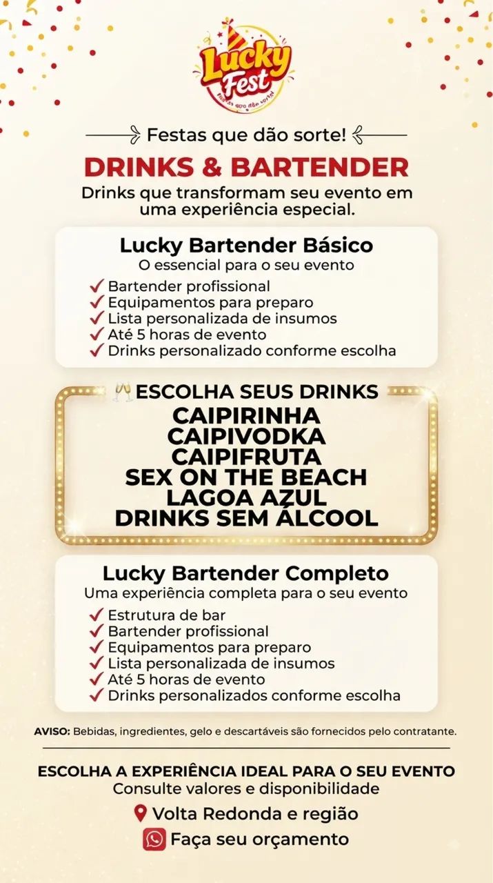 Bartender (Barman) Drinks Volta Redonda 