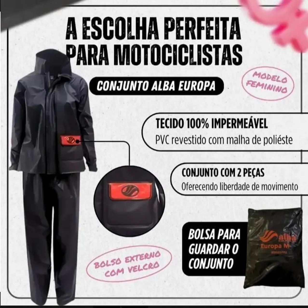 CAPA DE CHUVA FEMININA COMPLETA  - Foto 2