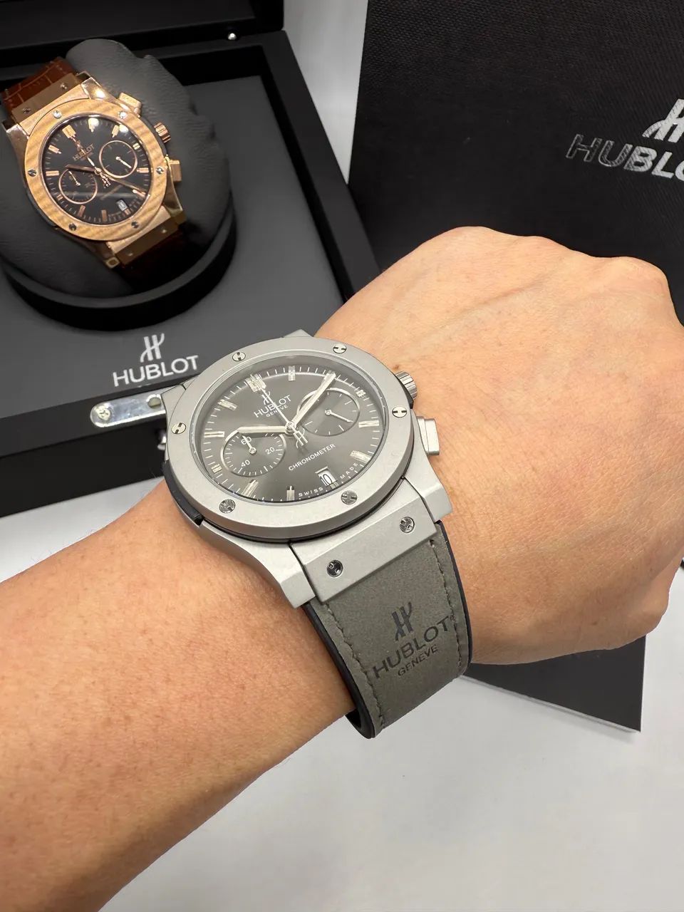 Relógio Hublot 42mm Pulseira de couro  - Foto 5