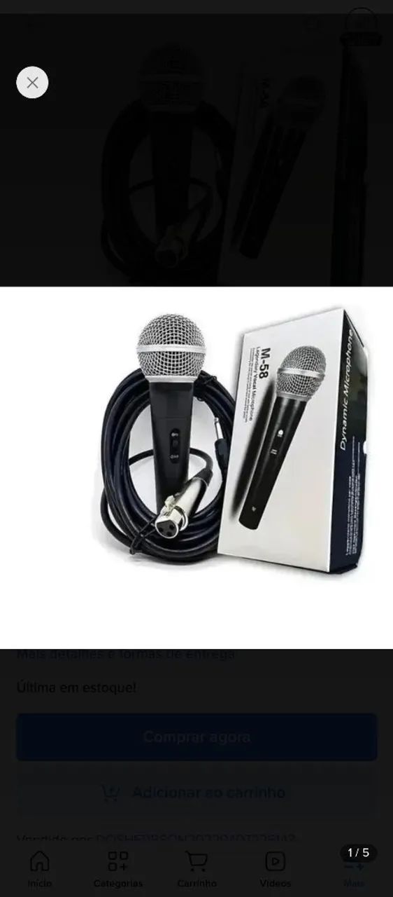 Microfone dinâmico promoção relâmpago 