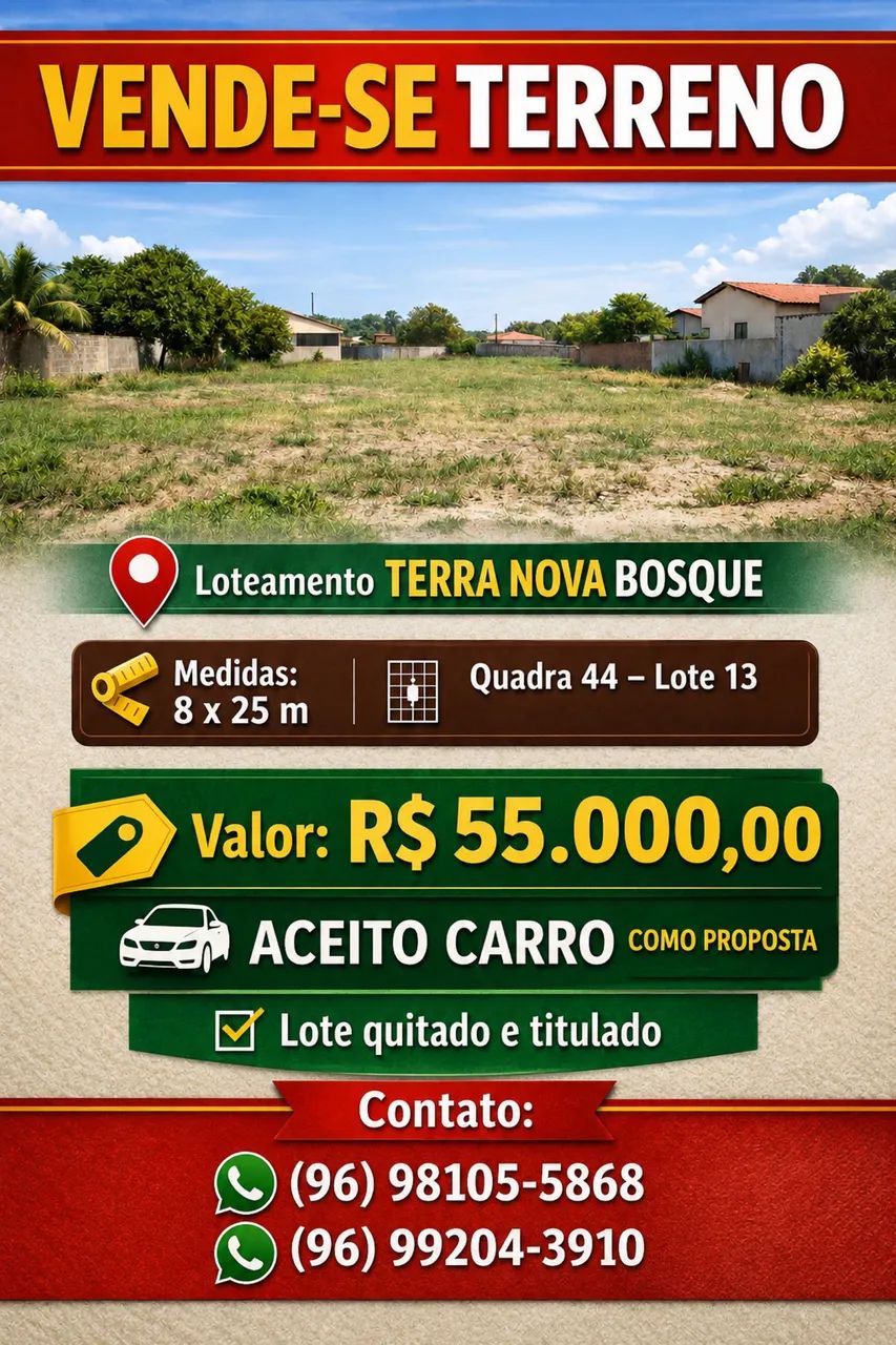 Terreno no Terra nova 