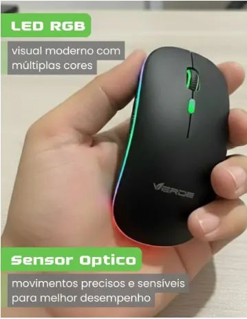 Mouse Wireless Bluetooth Rgb Ergonômico Para Notebook Led - Foto 4