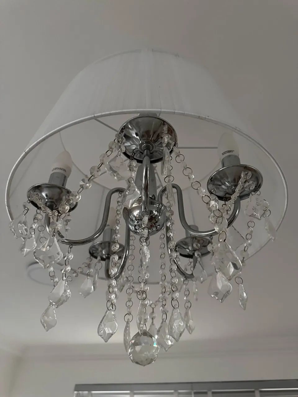 Pendente luminária tecido e cristal com 5 lâmpadas  - Foto 5