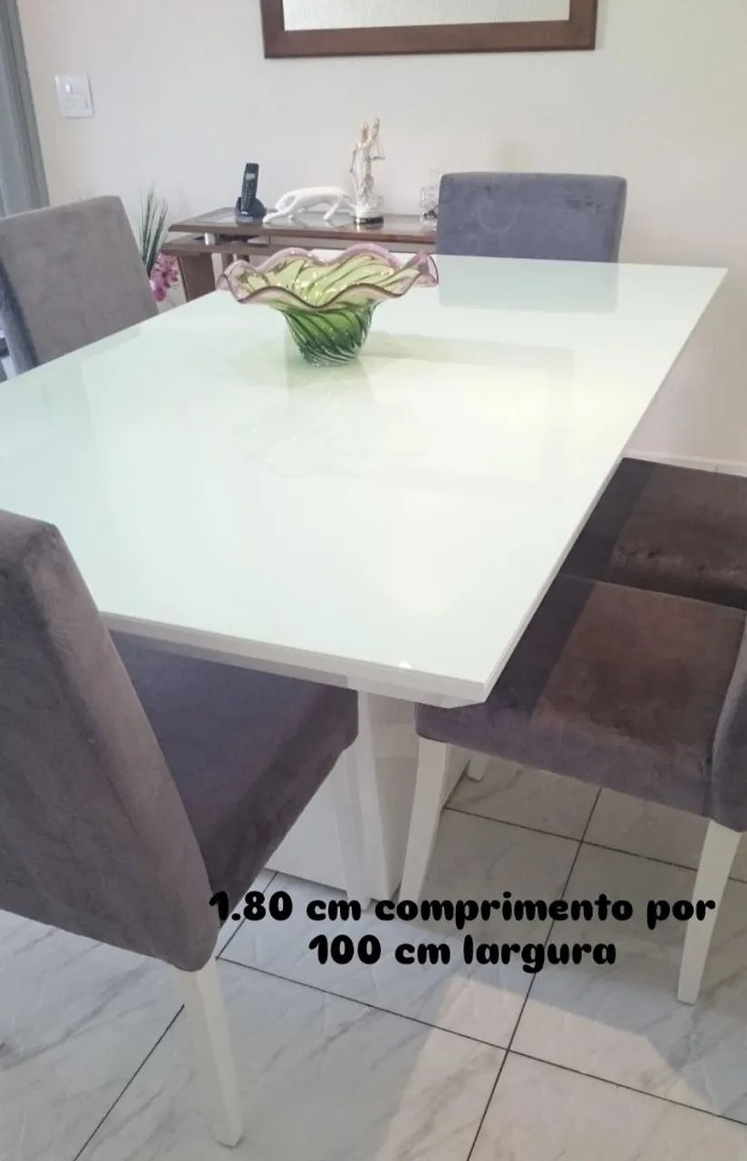 Mesa jantar  em laca branca 6 cadeiras  - Foto 4