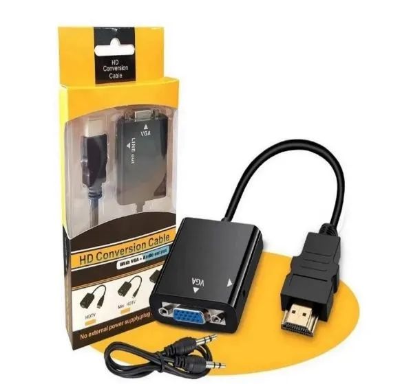 Cabo Conversor Adaptador HDMI Para VGA Com Saída P2 Áudio - Foto 2
