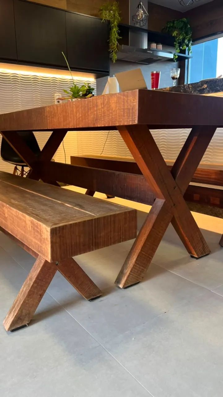 Mesa Madeira 100% Maciça - 2,20m x 1,00m - Foto 4