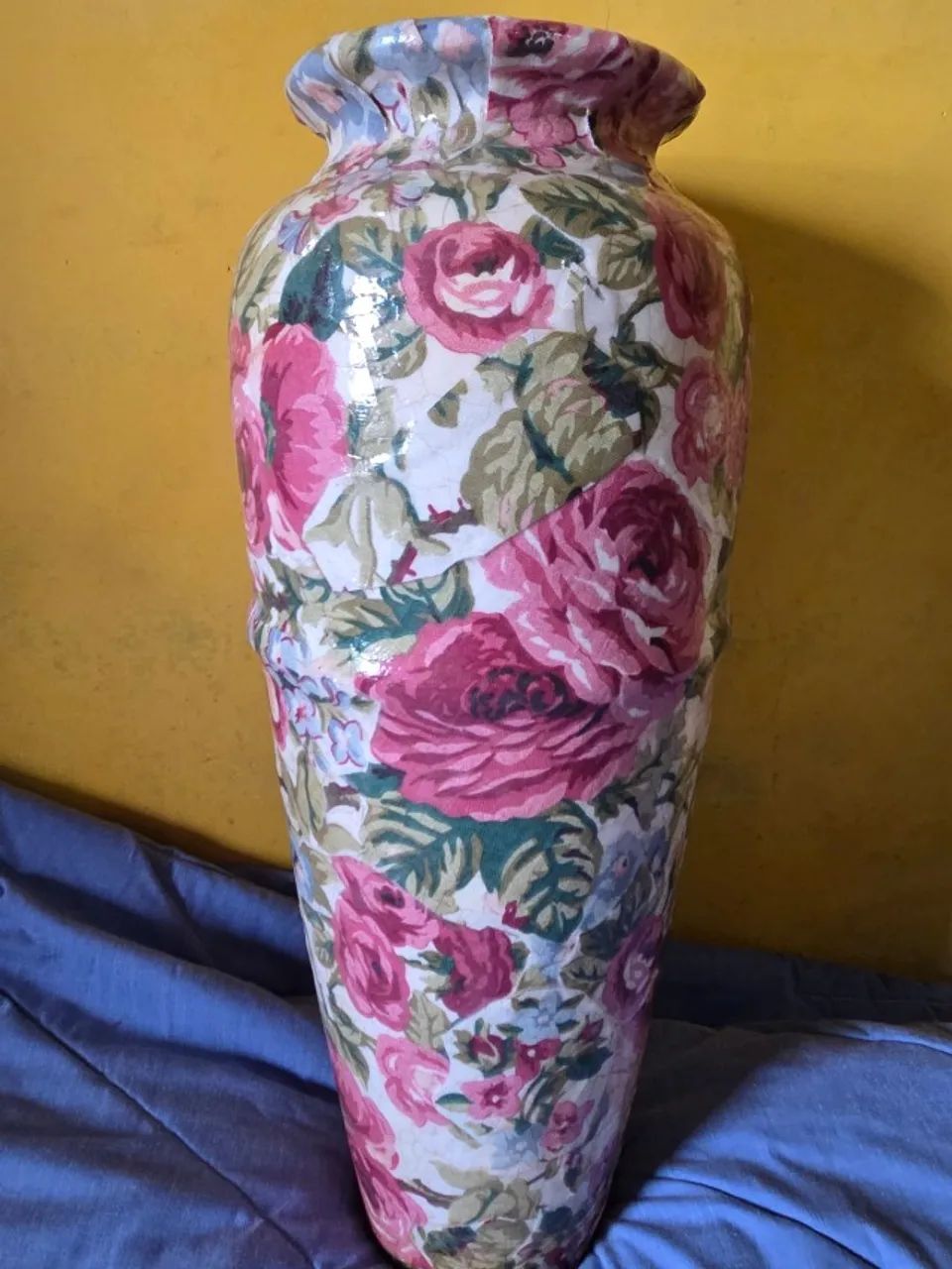 Vaso  de cerâmia  com decoupage  54cm - Foto 4